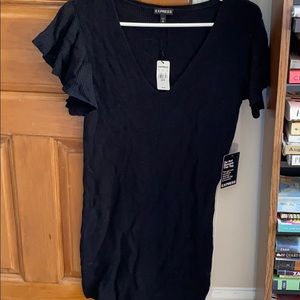 Short sleeve black knit dress